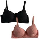 Kit 2 Sutiã De Renda Plus Size Com Bojo Feminino Sustentação Conforto Com Aro Alça Grossa Reforçado
