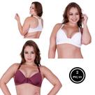 Kit 2 Sutiã Plus Size Nadador com Bojo - KIT 2 SUTIÃ NADADOR BRANCO BORDÔ