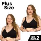 Kit 2 Sutiãs Plus Size Estrutura Reforçado Alça Larga Microfibra Tamanhos Maiores 50/52/54/56