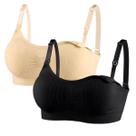 KIT 2 Sutiãs Sutian Soutien De Amamentação Bojo Removível COR:BEGE/CINZATAMANHO:G