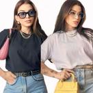 KIT 2 T-Shirt Feminina Gola Redonda Manga Curta Algodão 100% Lisa Envio Imediato