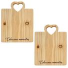 Kit 2 Tábuas Mesa Posta Petiscos e Frios Madeira Pinus Tratada 26x16,5cm