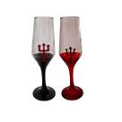 Kit 2 Taças Champagne Exú e Pomba Gira com Tridente 186ml