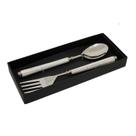 Kit 2 Talheres p/Salada Aço Inox Prata com Cabo Madrepérola