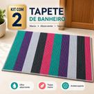 Kit 2 Tapetes De Banheiro Atoalhado Listrado Piso Luxo Atoalhado 100% Algodão Premium 40x60cm