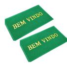 Kit 2 Tapetes de Entrada Bem Vindo Cor Verde Antiderrapante PVC Decorativo Casa Cozinha Apartamento