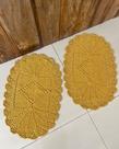 Kit 2 Tapetes Oval Losango 70 x 45cm Crochê Artesanal