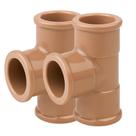 Kit 2 tee soldavel pvc marrom 60mm plastubos 96087