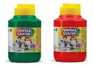 Kit 2 TEMPERA GUACHE Acrilex - 250ml - VERDE e VERMELHO - 02025511 / 02025507