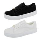 Kit 2 Tênis Casual Feminino Básico Retrô Branco Preto Bellinda Shoes