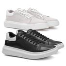 Kit 2 Tenis Casual Masculino Sola Alta Flat Plataforma Facil Calce Conforto Macio