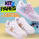 Kit 2 Tênis Infantis Stitch Capivara Conforto, Estilo e Diversão para Meninas e Meninos 26 ao 33