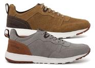 Kit 2 Tênis Masculinos Casual Em Couro Solado Antiderrapante