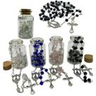 Kit 2 Terço Prateado Nossa Sra. Aparecida Color Garrafa Vidro