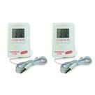 Kit 2 Termômetro Digital Alarme Temperatura Interna Externa Imã Traseiro Gravação Sensor Th-200 Portátil