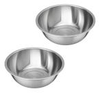 Kit 2 Tigela Bacia Bowl Inox Grande 35cm Saladeiras Reforçadas