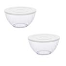 Kit 2 Tigela Bowl 1,8 Lts Transparente 20x10 Cm Com Tampa Kit 2 Tigela Bowl 1,8 Lts Transparente 20x10 Cm Com Tampa