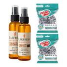 Kit 2 Tira Grude Colas Etiquetas Lar Fresh + 2 Esponja Limpeza Pesada Flash Limp
