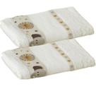 Kit ( 2 ) Toalha de Banho KazzaVip Infantil 100% Algodão Jacquard Barra para Bordar Funny Branco Off-White