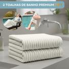 Kit 2 Toalhas De Banho Listra Caneladas Premium Felpudas Alta Absorção Extra Macio