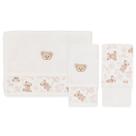 Kit 2 Toalhas De Boca Algodão Off White Urso Rosa Mini &amp Co