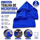 Kit 2 Toalhas Microfibra Automotiva 40x60 400gsm Alta Absorção Azul