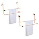 Kit 2 Toalheiros Porta Toalha 45cm Duplo De Box Rosé Gold 1612RG - Future
