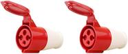 Kit 2 Tomada Acoplamento 3p+t 16a Vermelho 6h 380/415v OMG 4056