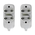 Kit 2 Tomadas Bipolar Barra Dupla Ilumi 1632 10A 250V Cinza Uso Residencial Comercial Eletricista