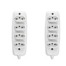 Kit 2 Tomadas Quádruplas Bipolar Ilumi 1634 10A 250V Cinza Uso Residencial e Comercial Parede