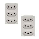 Kit 2 Tomadas Tripla 10a 2p+t Branca 615043bc Pial Plus+ Legrand