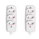 Kit 2 Tomadas Triplas Bipolar Ilumi 10A 250V Cinza Barra Ideal Parede Residencial e Comercial