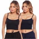 Kit 2 Top Cropped Alcinha Canelado Feminino Lisa Básica