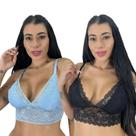 Kit 2 Top Cropped De Renda Feminino Alças Ajustáveis Rendado Sutiã Blogueira Lingerie Sem Bojo Kit 2 Top Cropped De Renda Feminino Alças Ajustáveis Rendado Sutiã Blogueira Lingerie Sem Bojo