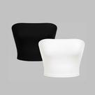 Kit 2 Top Tube Cropped Faixa sem alça Básico Feminino Suplex Premium -