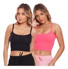 Kit 2 Tops Canelado Alcinha Feminino Lisa Básica Casual