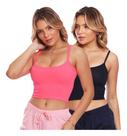 Kit 2 Tops Canelado Alcinha Feminino Lisa Básica Casual