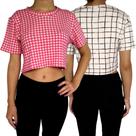 Kit 2 Tops Femininos Blusinhas Manga Curta Soltinhos Estampas Sortidas Viscolycra Pp ao Plus Size