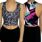 Kit 2 Tops Femininos Regata Justos Barra Estampas Sortidas Suplex PP ao Plus Size