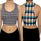 Kit 2 Tops Femininos Regata Justos Estampas Sortidas Suplex PP ao Plus Size Kit 2 Tops Femininos Regata Justos Estampas Sortidas Suplex PP ao Plus Size