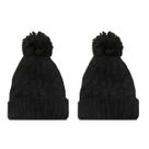 Kit 2 Toucas De Tricô Com Pom Pom Inverno Preto Tam Unico