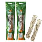 Kit 2 Trança Bovina Média Natuka Mordedor Natural para Cachorro