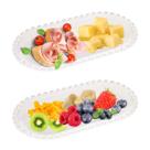 Kit 2 Travessa Bandeja Oval De Vidro Cristal Coração Para Servir Frios Queijo Doces Pães