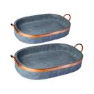 Kit 2 Travessa Oval Para Porção Alça Cobre Pedra Sabão P e M
