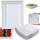 Kit 2 Travessas 44,7 Cm Retangulares Fundas + 4 Travessas Grandes 32,5 Cm Quadradas para Buffet Melamina Profissional Bestfer