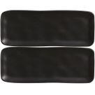 Kit 2 Travessas Cerâmica Preto Fosco 33x13cm Bandeja Sushi P