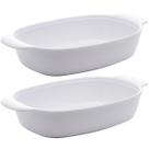 Kit 2 Travessas de Melamina Brancas 23cm Milão Lyor com Alças Laterais para Servir Kit 2 Travessas de Melamina Brancas 23cm Milão Lyor com Alças Laterais para Servir