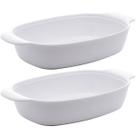 Kit 2 Travessas de Melamina Brancas 23cm Milão Lyor com Alças Laterais para Servir