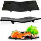 Kit 2 Travessas Melamina Prato Preto Oriental Sushi Temaki