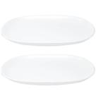 Kit 2 Travessas Oval Melamina 26x17cm Rasa Buffet Branca Restaurante Salada Petiscos Aperitivos Bar